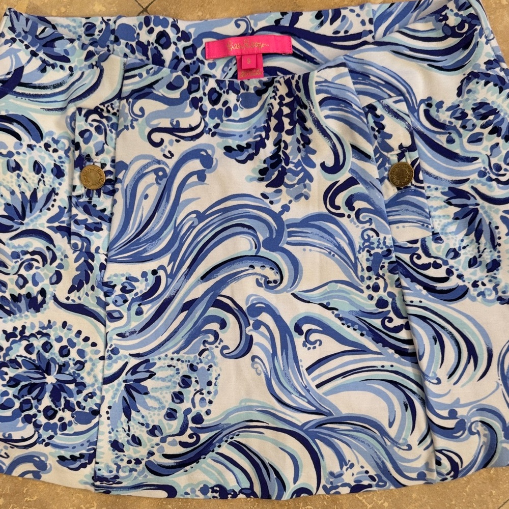 Lily Pulitzer Blue White Breezes Skort - Picture 2 of 5